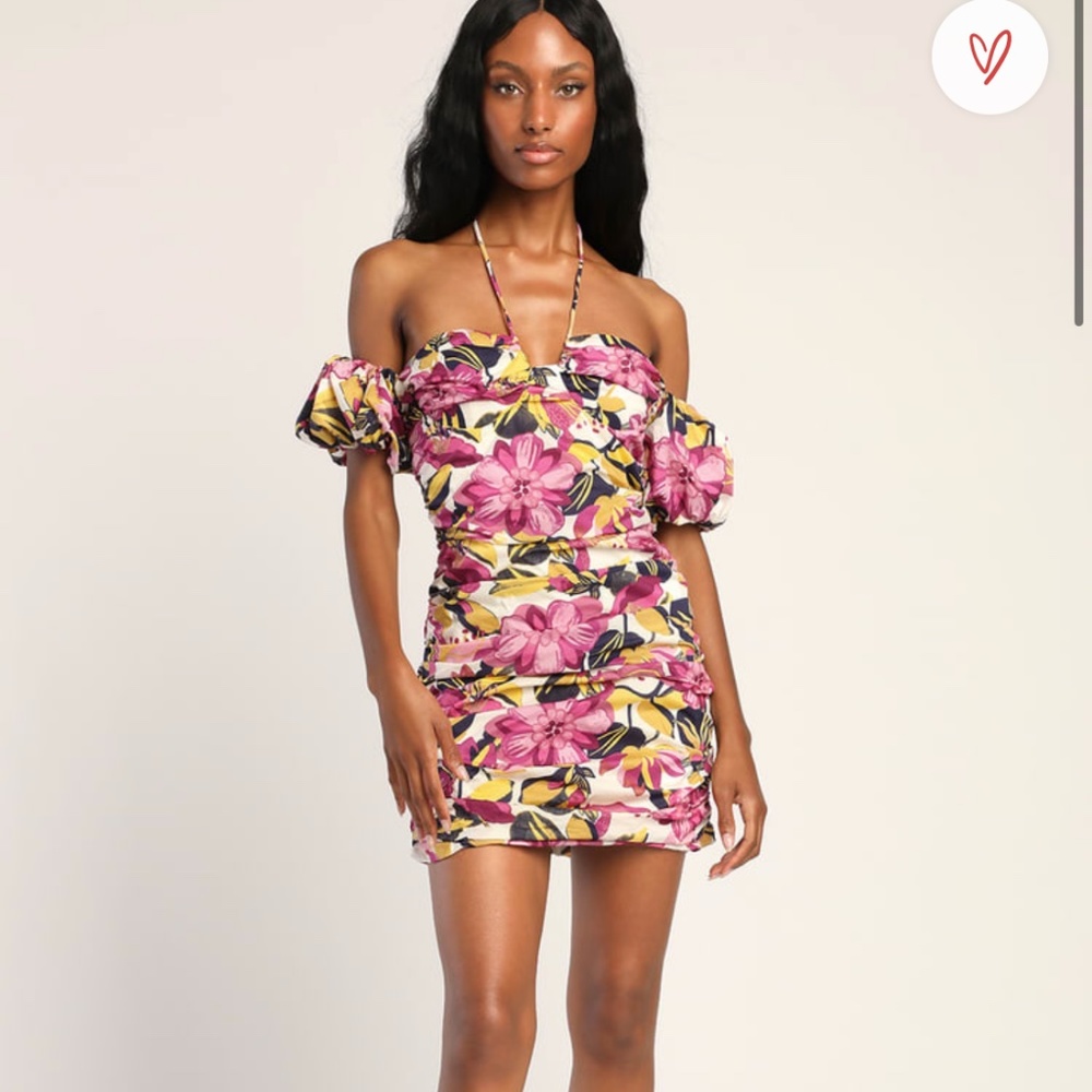 Lulus All About Allure White Floral Print Off-the-Shoulder Mini Dress